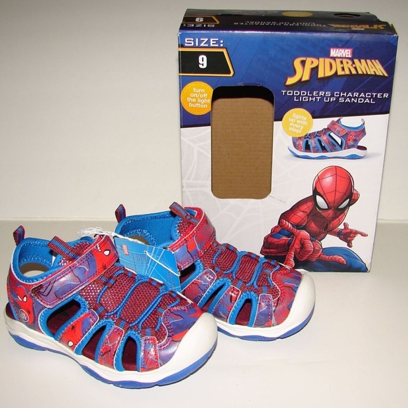 Spider-Man Toddler 9 Light-Up Velcro Sneaker Sandals NIB Marvel Summer Shoes K - Picture 1 of 14